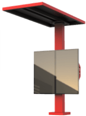 Outdoor menu board cabinet with an optional red canopy